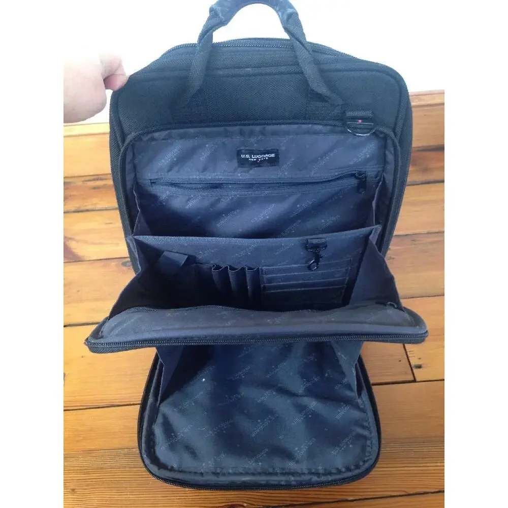 US Luggage New York Black Expandable Carry On Laptop Briefcase Attache Bag 13x16